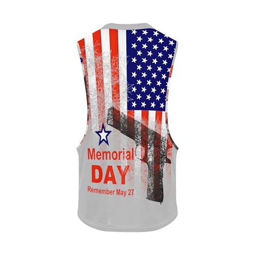 Image of Zhyaj Summer Tanks Top for Men Flag Graphic Print Sleeveless Shirts Casual Working Out Vest T-Shirts Loose-Fit Men's Tank