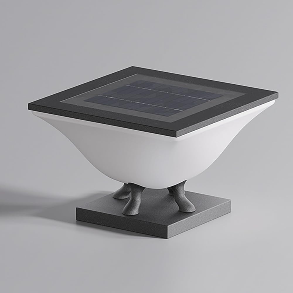 HCIPJQY Milky White Acrylic Lampshade Unique Modern Fence Pillar Lamps Solar Post Caps Lights Fixture with Pier Mount Waterproof Solar Powered Lights for Garden, Patio, Pathway,Gate Pillar