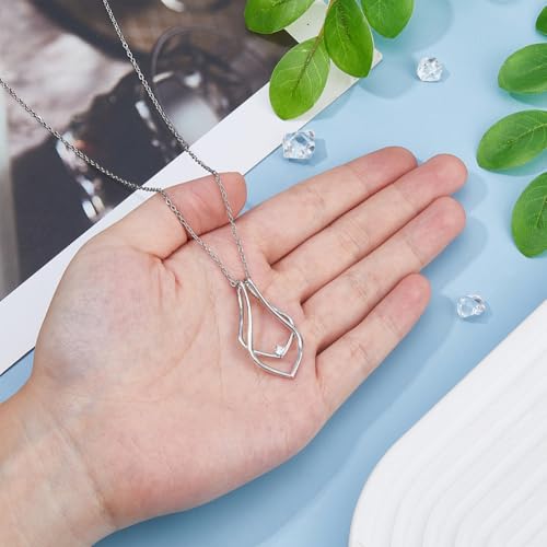 Hobbspring Ring-Halter Halskette Platin Geometrische Charm Halskette Vintage Doppelter Tropfen Anhänger Edelstahl Hochzeits Halsketten Für Frauen Und Damen Mit Geschenkbox