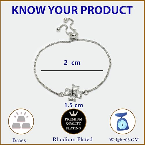Image of ZENEME Bracelet Silver Toned Rhodium Plated American Diamond Crystal Charm Bracelet For Women