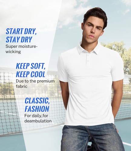 BAMBOO COOL Men's Polo Shirts Slim Fit Moisture Wicking Golf Shirts Performance Short Sleeve for Men2
