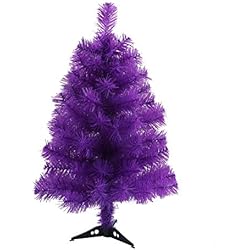 Fouriding Árbol de Navidad Artificial con 3 Pie de Plástico para Navidad Festival Decoración del Partido 60CM Púrpura