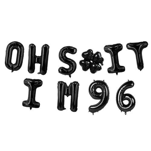 Image of Oh I'm 96! Latex Balloons 16 Inch Black Hallo Ninety Six Cheers to 96 Years Old Theme Decor for Man Woman Happy 96th Birthday Party Photo Studio Prop Flag Decorations Favors Supplies