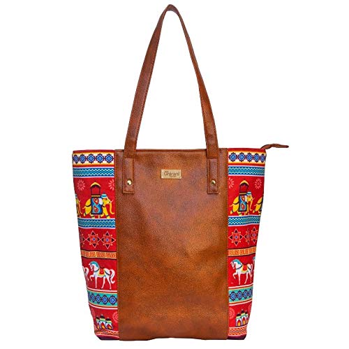 Ghirani Tote Bag for Women Majestic Anima Leather and Polycanvas Handcrafted Shoulder Bags with Zip Closure (B081SQ56SG) Amazon Price History, Amazon Price Tracker