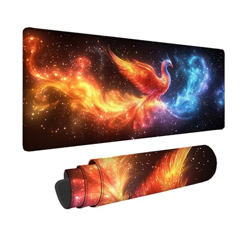 Tapis de souris XXL rouge 80x40cm tapis de bureau phénix antidérapant et imperméable