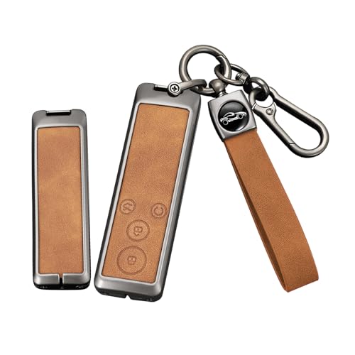 Coque de protection BYD ATTO 3 antichoc en zinc et Yuan Plus avec long porte-clés marron