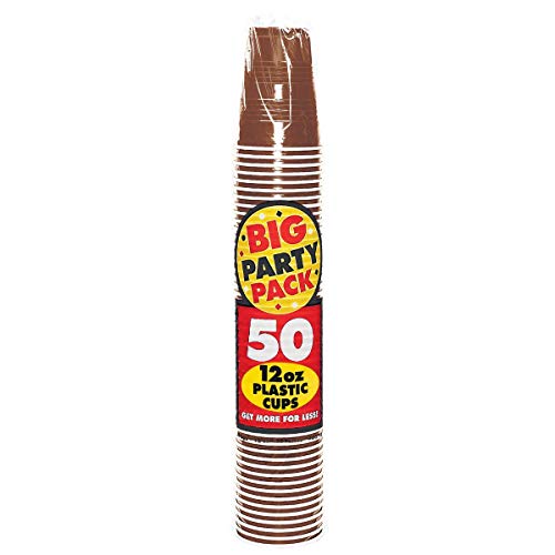 Big Party Pack Chocolate Brown Plastic Cups | 12 oz. | Pack of 50 | Party Supply
