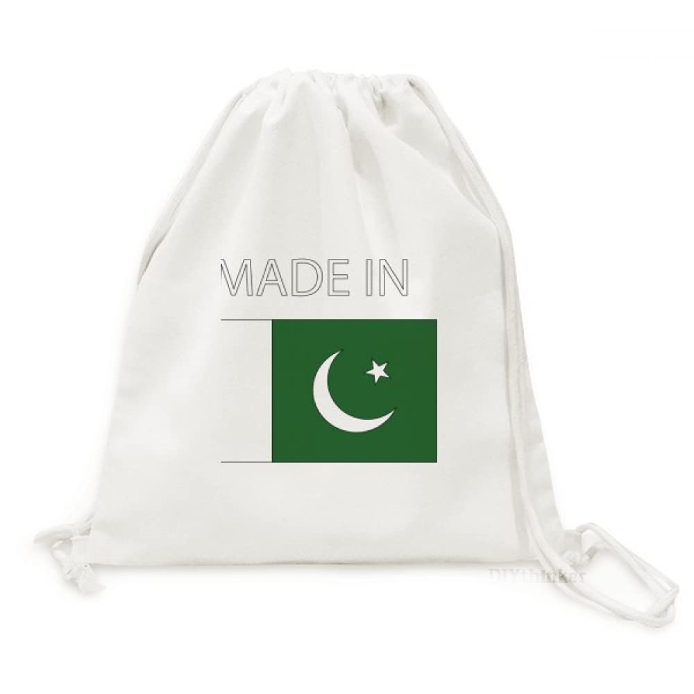 Made In Pakistan National Flag Country Backpack Canvas Drawstring Bag Shopping Travel