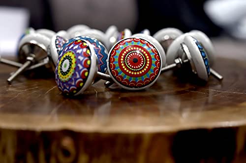 Ceramicworlds 20 Pieces Vintage Ceramic Multi Colour Knobs Pack Cabinet Knobs Drawer Pull Decorative Painted Knobs Kitchen Furniture Drawer Pulls For Home, Kitchen, Bathroom Or Office #TOP6