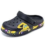 GULAKY Clogs Kinder Hausschuhe Junge Pantoffeln Sandalen für Mädchen Gartenschuhe LED-Streifen Schlappen Kinder Latschen,Cute Black,24