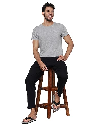 Image of PB & J Stretch Cotton Fit Regular Pyjamas for men | Premium Cotton Lower | Pajama Lounge Pants for Men With Black Elasticated Waist