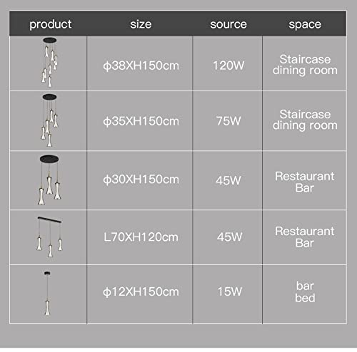 Lustre long escalier éclairage grand volume duplex LED cristal - 6