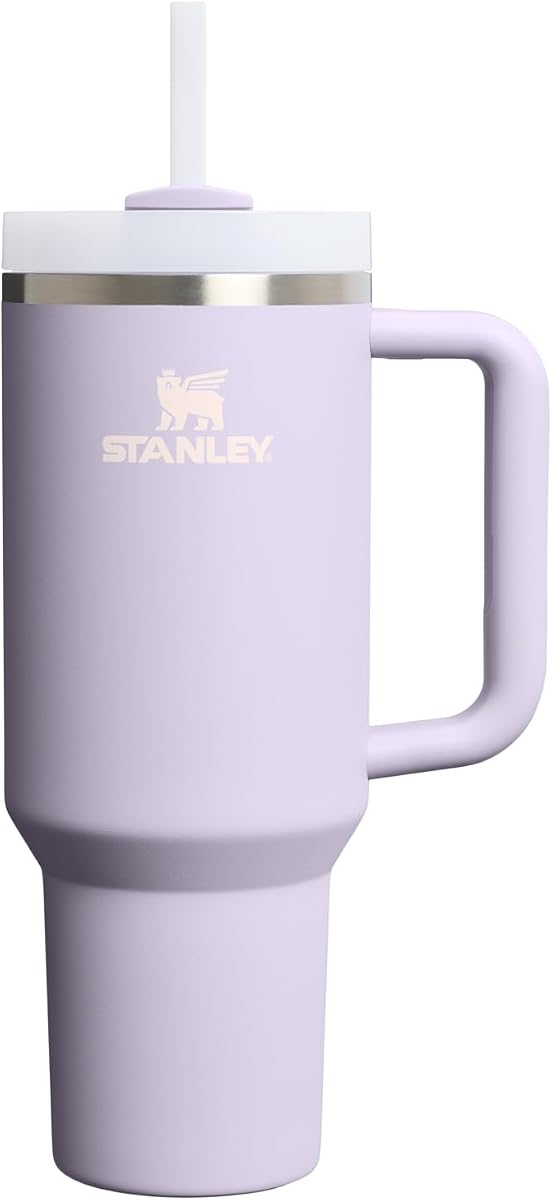 STANLEY Quencher H2.0 Flow State Tumbler, 40 oz, polvo púrpura | Mango y pajita | Tapa de 3 posiciones | Portavasos compatible para viajes | Taza de acero inoxidable aislante | Sin BPA