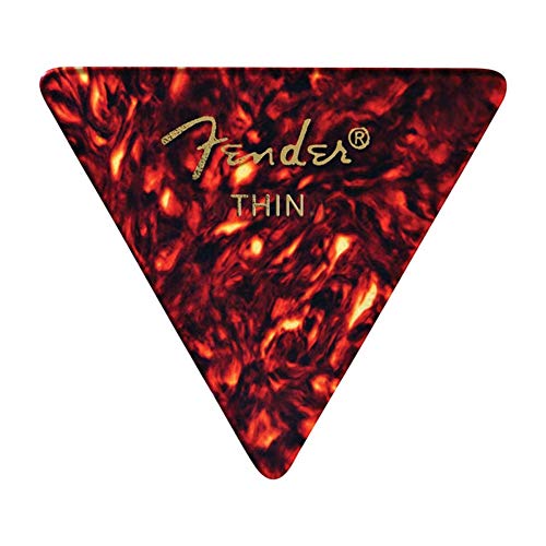 Fender Classic Celluloid Guitar Picks 355 Shape, Guitar Accessories, Tortoise Shell, Thin, 12-Pack