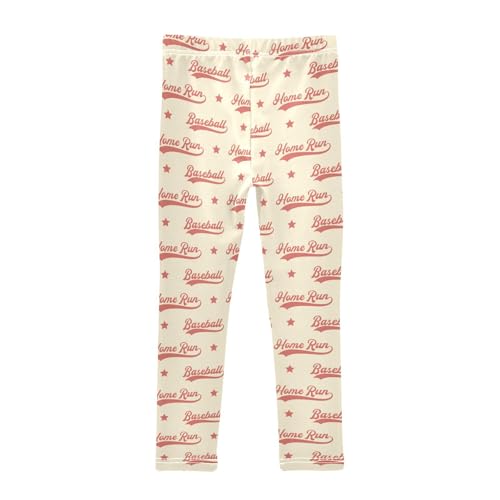 Baseball Words Girls Leggings,Workout Leggings for Girls Toddler Athletic Leggings Size for 3-10T2