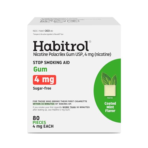 Habitrol Nicotine Gum, 4mg, Mint, 100 Count