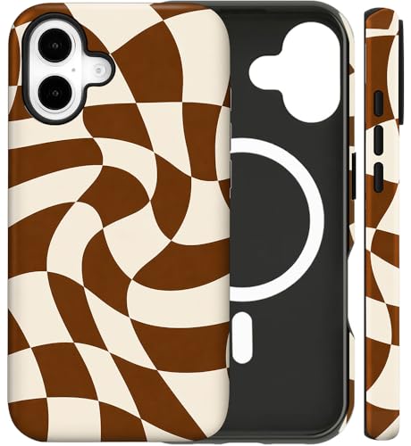 Coque iPhone 16 Plus design à carreaux pour femmes, cadeau idéal