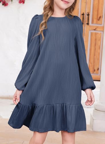 blibean Teen Girls Fall Dresses Kids Long Sleeve Boho Dress Size 6-15 Years4