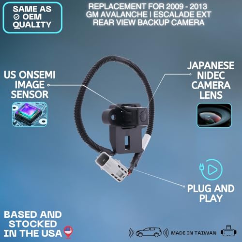 Image of Backup Camera for 2009-2013 GM Avalanche Escalade EXT Sierra Truck | Replaces OE part 20985078 25866558, rear view reverse parking assist backup monitor high definition hd video sensor