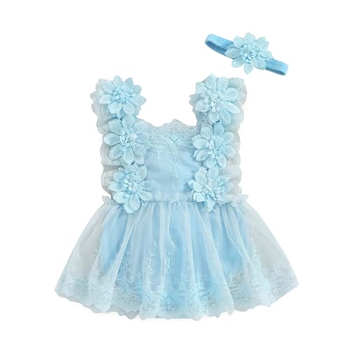 Image of Newborn Baby Girl Photoshoot Outfits Boho Lace Romper Floral Half First 1st Birthday Photography Outfit