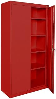 Sandusky Lee CA41361872-01, Welded Steel Classic Storage Cabinet, 4 Adjustable Shelves, Locking Swing-Out