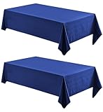 Veblandy Rechteckige Tischdecke, 152,4 x 213,4 cm, wasserabweisend, knitterfrei, Leinenstruktur, wasserdicht, waschbar, dekorative Stoff-Tischdecke für Esszimmer, Party & Camping, Königsblau, 2