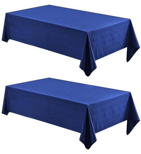 Veblandy Rechteckige Tischdecke, 152,4 x 213,4 cm, wasserabweisend, knitterfrei, Leinenstruktur, wasserdicht, waschbar, dekorative Stoff-Tischdecke für Esszimmer, Party & Camping, Königsblau, 2