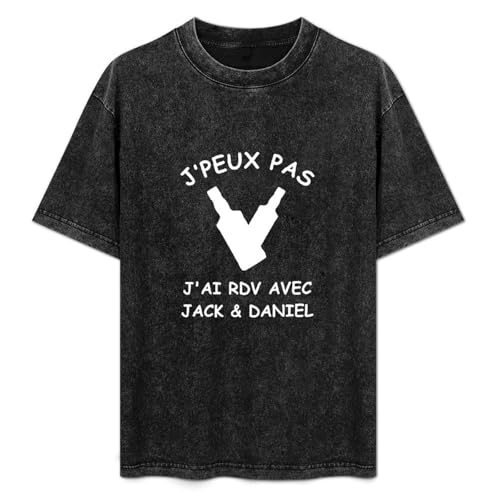 Photo de J'Peux Pas J'Ai Rdv avec Jack & Daniel Men Black Cotton T-Shirt Print Unisex Tee M