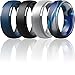 ThunderFit Silicone Rings for Men - 4 Pack Rubber Wedding Bands (Dark Blue, Black, Blue Camo, Silver, 9.5-10 (19.8mm))