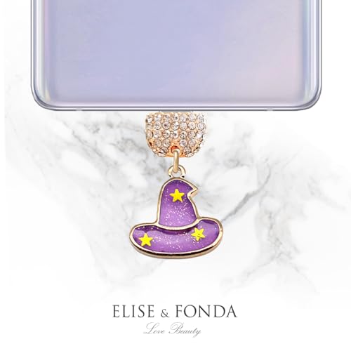 Tapón antipolvo USB C con cristal de sombrero de bruja morado 4