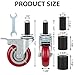 Finnhomy 4 Inch Prep Table Caster Wheels Set of 4 Heavy duty Expanding Stem Casters Fit 7/8