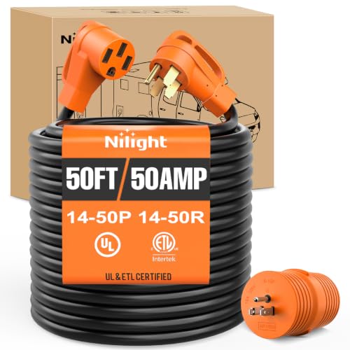 Image of Nilight 50FT 50 Amp RV Extension Cord with Adapter 6 /3+8 /1 Gauge