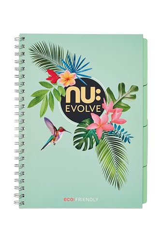 nu: A4 Green Recycled Project Book | 120 Pages | Vegetable-Based Inks | Fully Recyclable | Evolve Tropical Range
