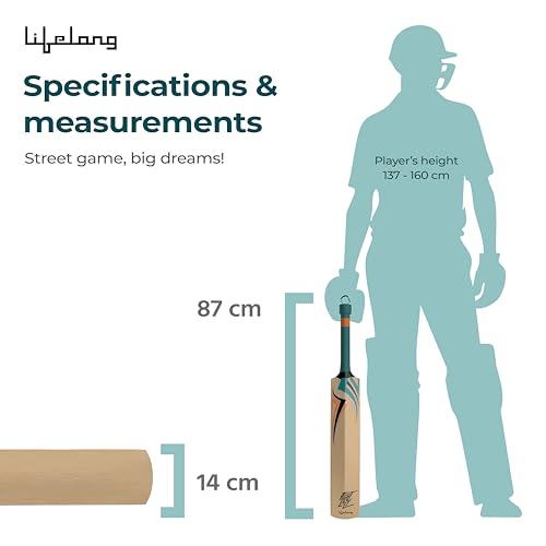 Image of Lifelong Kids Wooden Cricket Bat | Lightweight & Easy to Swing | Durable Poplar Wood | Soft Rubber Grip for Comfort | Perfect for Boys & Girls Learning Cricket