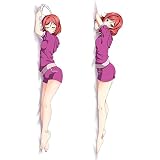 Xugang Love Live Maki Nishikino Double Sided hugs for Home Sofa Decorative Throw Pillow Case, Princess Anime Pillowcase Dakimakura, 150x50cm Peach Skin/2WAY