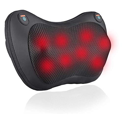 XINLANT Shiatsu Back Neck Massager,Deep Tissue Kneading Massage Pillow with 8 Heated Rollers for Shoulder,Cervical,Waist,Calf,Legs,Foot,Use at Home,Office and Car