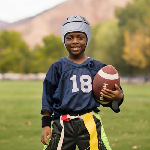 Surlim Soft Helmet for Flag Football Scrum Cap Soft Shell Helmet Rugby Headgear for Youth Adults (White, Medium) - Thumbnail 4