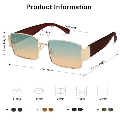 SOJOS Retro Fashion Rectangle Sunglasses Womens Mens Vintage Trendy Square Shades SJ11624
