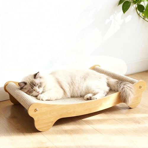 2-in-1 Cat Scratching Board Bed for Indoor Cats - Natural Sisal S...