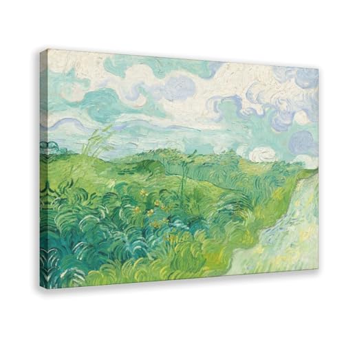 Toile Vincent Van Gogh Champs de blé vert tableau de décoration murale 30x45cm