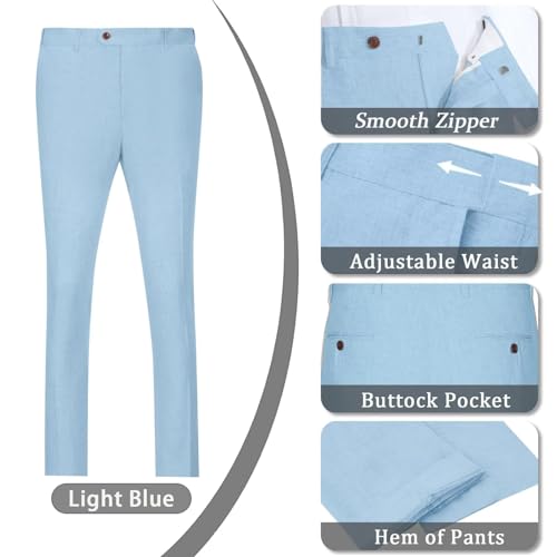 Mens Suits Linen 2 Piece Suit for Men Peak Lapel Slim Fit Suits Set Double Breasted Tuxedo for Men4