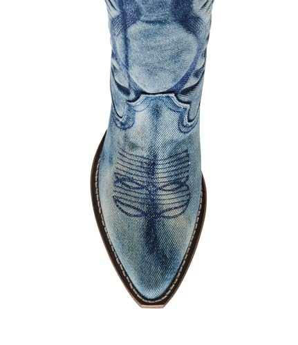 Steve Madden Women's Albany Fashion Boot, Denim Fabric, 9.5