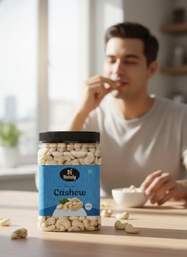 Image of Nutoly Premium Whole Cashew Nuts, Natural, Crunchy & Fresh, Rich in Protein, Perfect for Snacks, Sweets & Cooking (250Grm)