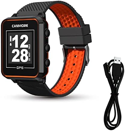 CANMORE TW 353 Golf GPS Watch Orange (Orange) - (Bundle) + another Charging Cable - Essential Golf Course Data and Score Sheet - Minimalist & User Friendly - 40,000+ Free Courses Worldwide and Growing