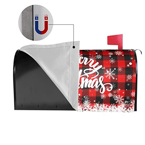 Image of Merry Christmas Mailbox Cover Magnetic Standard 21 inch x 18 inch, Winter Snowflake Decorative Christmas Large Mailbox Wraps Post Letter Box Covers Garden Decorations Outdoor