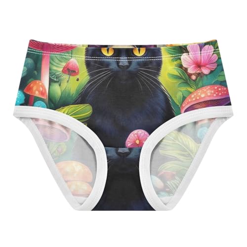 Black Cat Flowers Cute Panties Girl Toddler Girls Underwear Cotton Print Underpants Briefs 2t