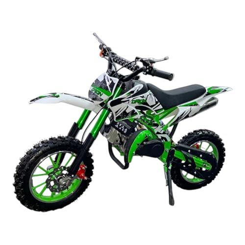 Image of Amaze ZR Super 50cc Petrol Dirt Bike for Kids | 2 Stroke Mini Off Road Bike | Dual Start | Disc Brake | Rear Suspension | Max Speed 45 km /h | Kids Mini Motorcycle (Multicolor Chassis) (Green)