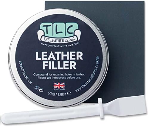The Leather Clinic Leather Filler Repair Kit | Fix Scratches & Scuffs, Fill Holes & Cracks in any Leather Item | Filler, Sandpaper and Applicator Included (Black)