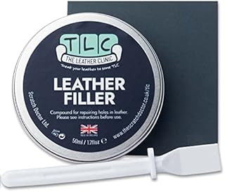 The Leather Clinic Leather Filler Repair Kit | Fix Scratches & Scuffs, Fill Holes & Cracks in any Leather Item | Filler, Sandpaper and Applicator Included (Black)