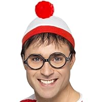 Smiffys Kit instantáneo ¿Dónde está Wally?, Rojo y blanco, con